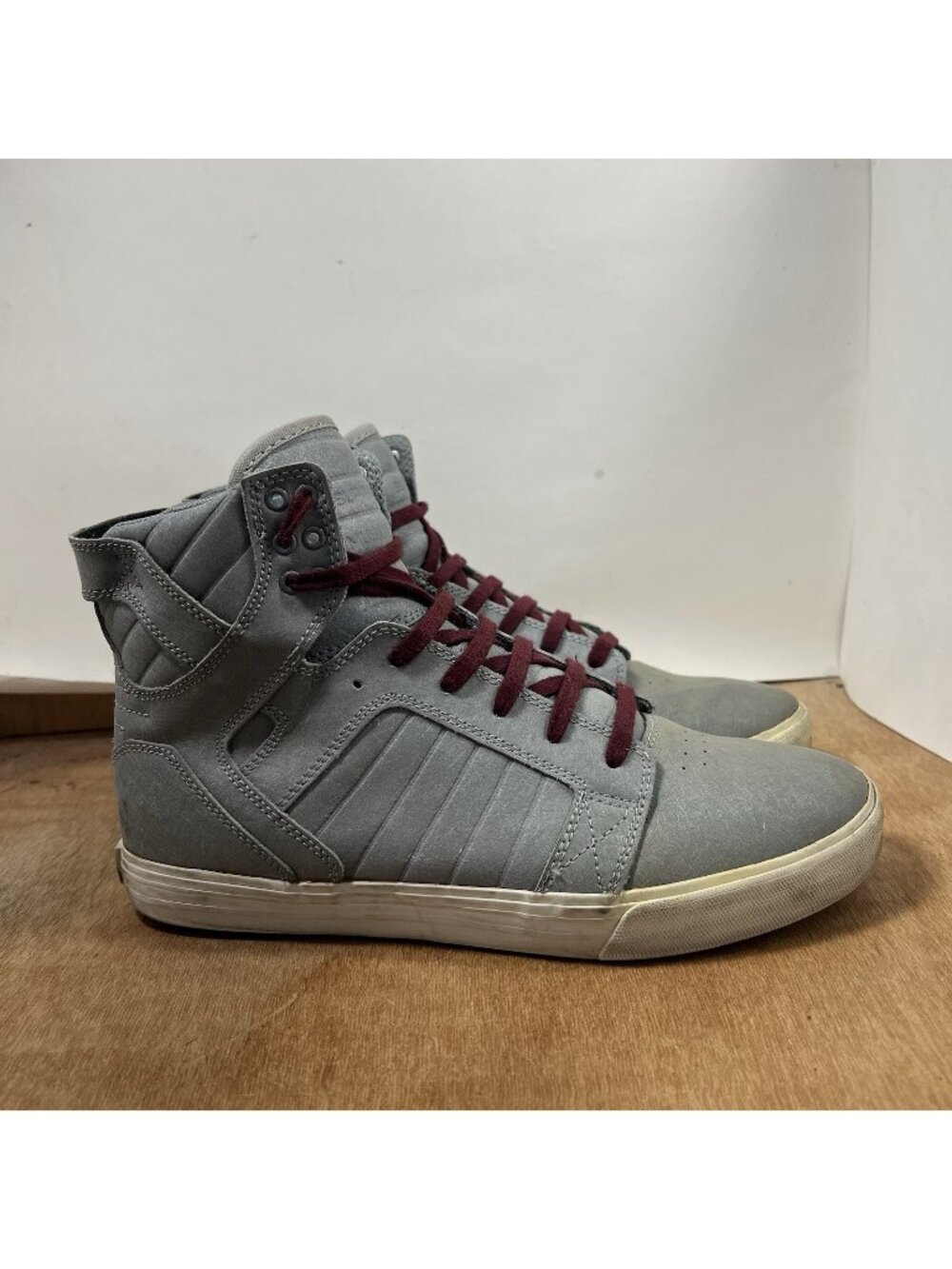 Supra Muska 001 Skytop Gray High Top Lace Up Skate Shoes Men Size 10.5